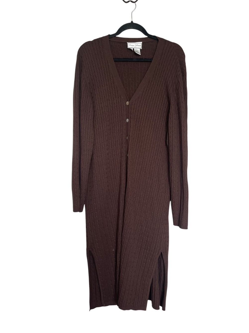 *** LISTING IS SOLD *** Vintage Diane Gilman Brown Long Cable-Knit